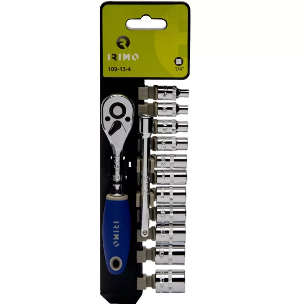 IRIMO Pear Type Ratchets with 10 Hex Sockets and Extension 1/4