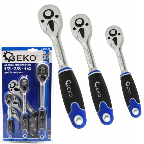 Geko G10136 Ratchet Handle set 1/2- 3/8 -1/4